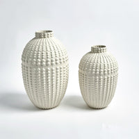 Nail Head Vase - Small Rustic White
