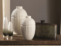 Nail Head Vase - Small Rustic White