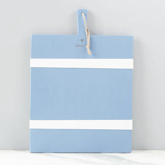 Medium French blue and white charcuterie board with modern stripes