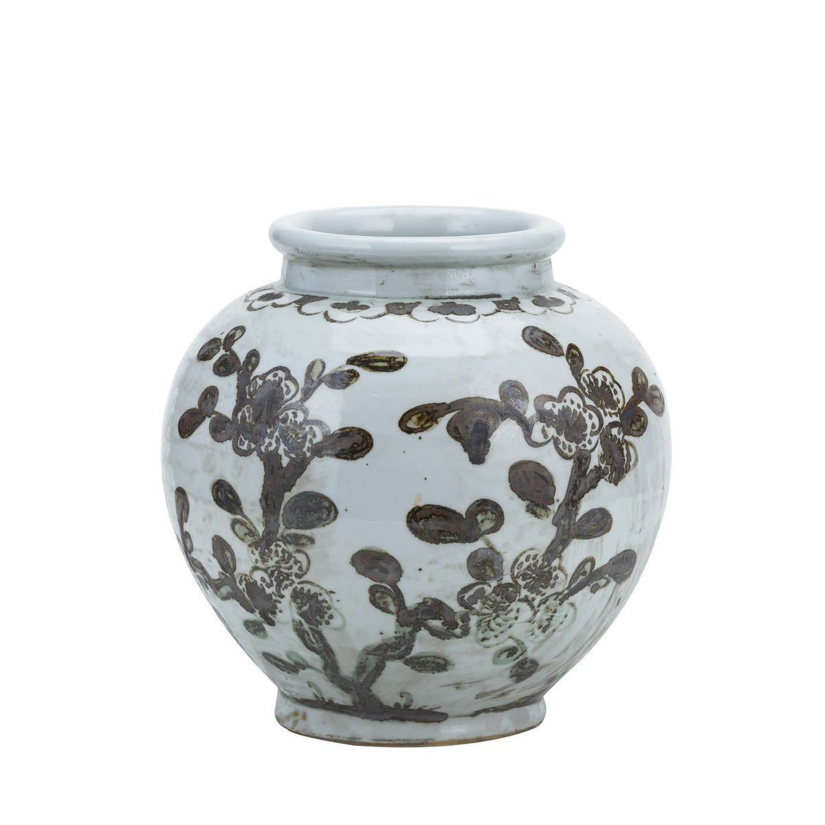 Small plum blossom jar in rusty brown