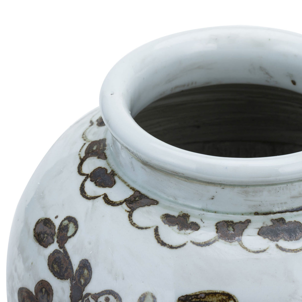 Mouth of small brown plum blossom jar