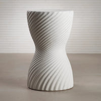 Twisted Ribbed Earthenware Stool - White