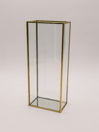 Contemporary large rectangular vase with gold metal trim