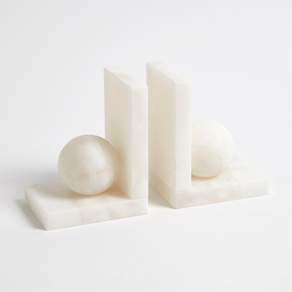 Alabaster Ball Bookends - Set of 2