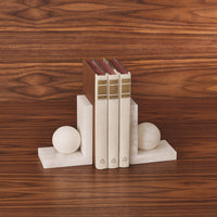Alabaster Ball Bookends - Set of 2