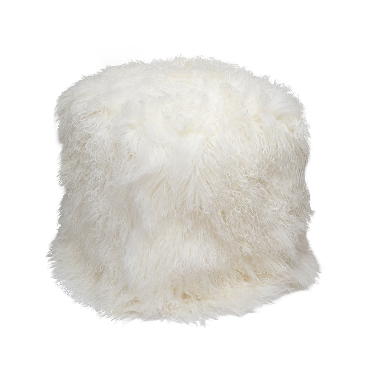 White Tibetan Lamb Pouf - Square