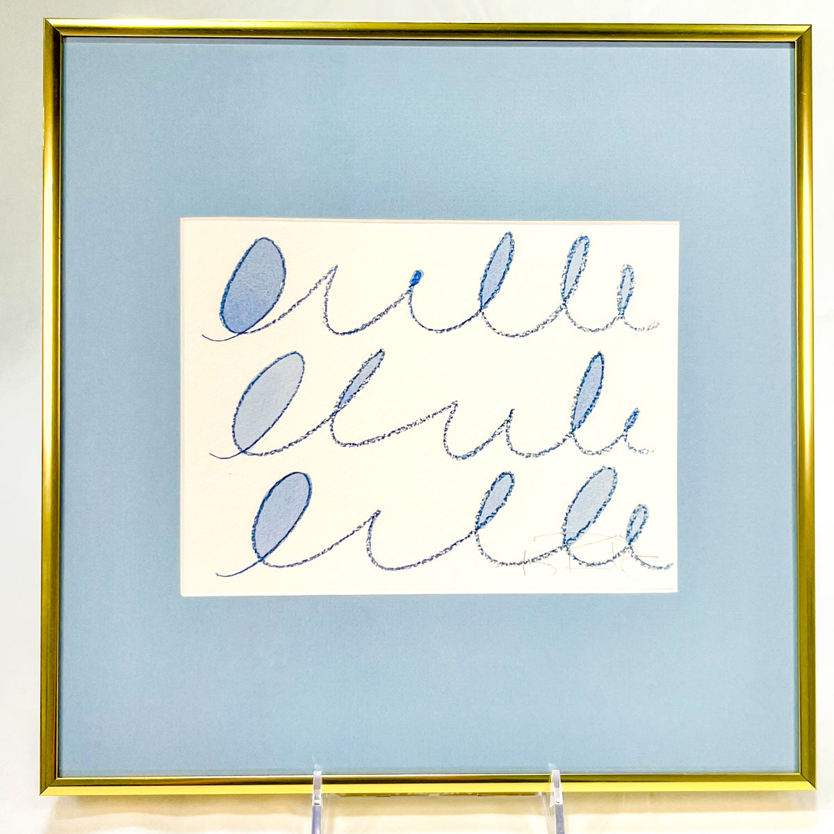 Kayce Hughes Blue Script 1 Framed Artwork