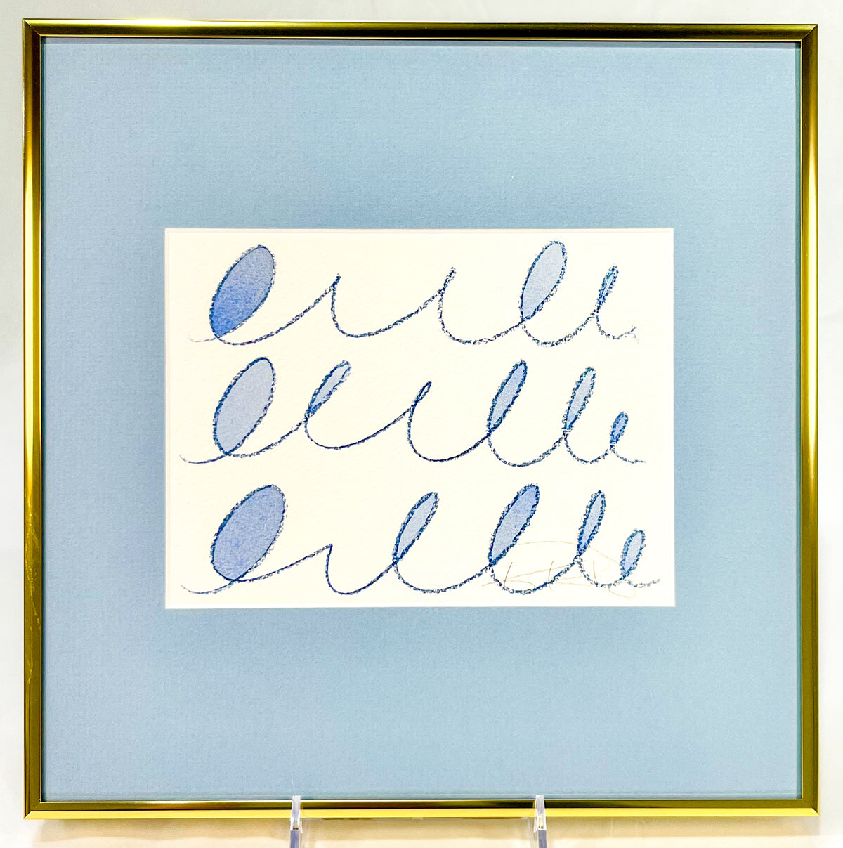 Kayce Hughes Blue Script 2 Framed Artwork