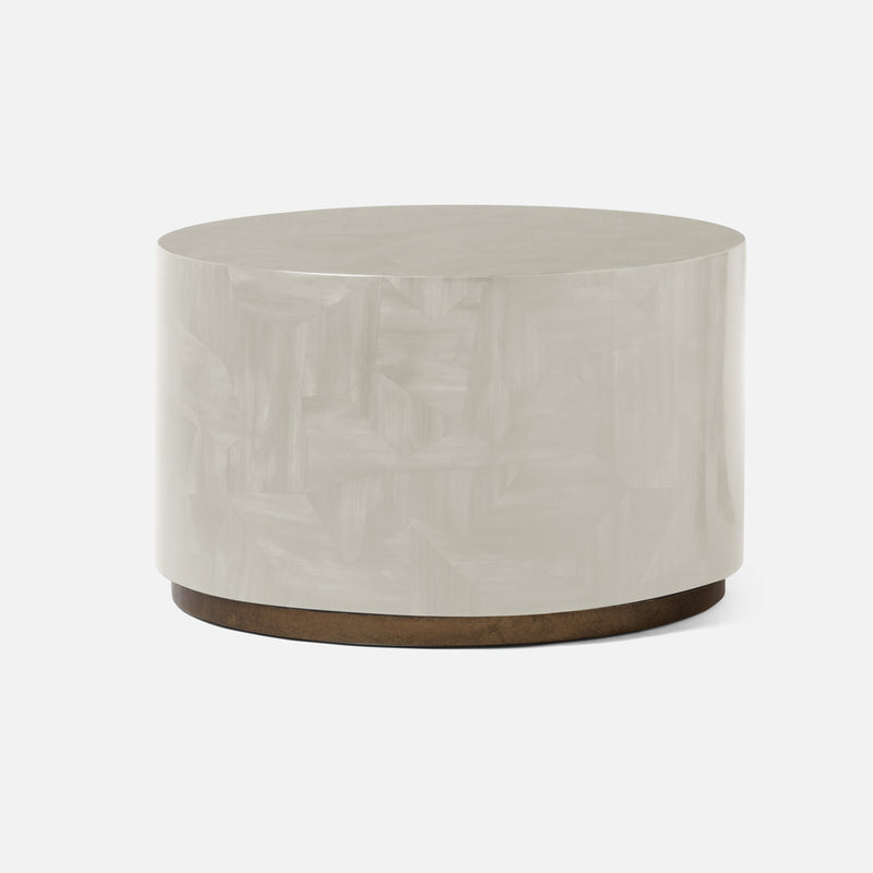 Boyd Coffee Table - Light Gray Faux Horn 28 Inch Diameter