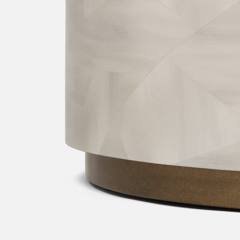 Boyd Coffee Table - Light Gray Faux Horn 28 Inch Diameter