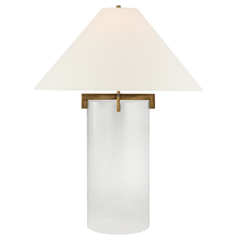 Gilded iron Brooks table lamp with linen shade