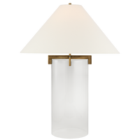 Gilded iron Brooks table lamp with linen shade