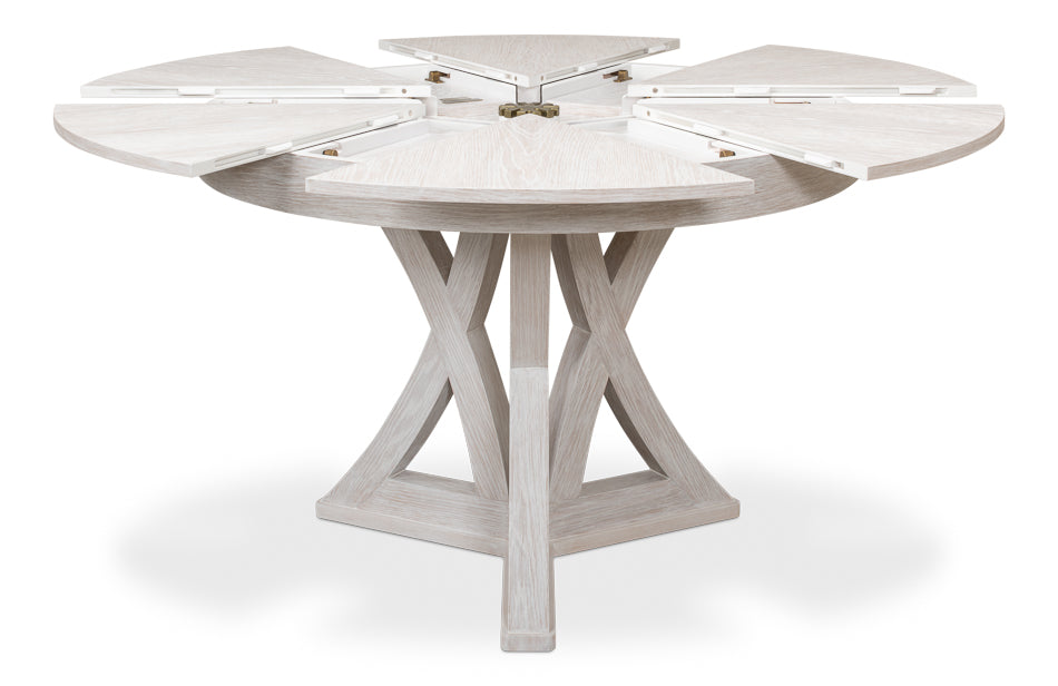 Casual Jupe Expandable Round Dining Table - Whitewash Small