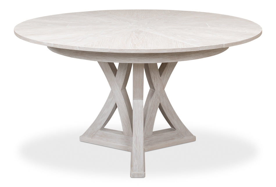 Casual Jupe Expandable Round Dining Table - Whitewash Small