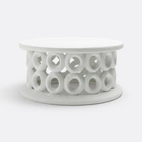 Dagen Outdoor Coffee Table - White Plaster Reconstituted Stone 35 inch diameter