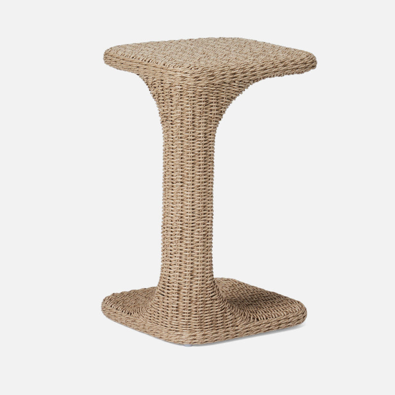 Devante Outdoor Side Table - Natural Twisted Faux Wicker 15x24