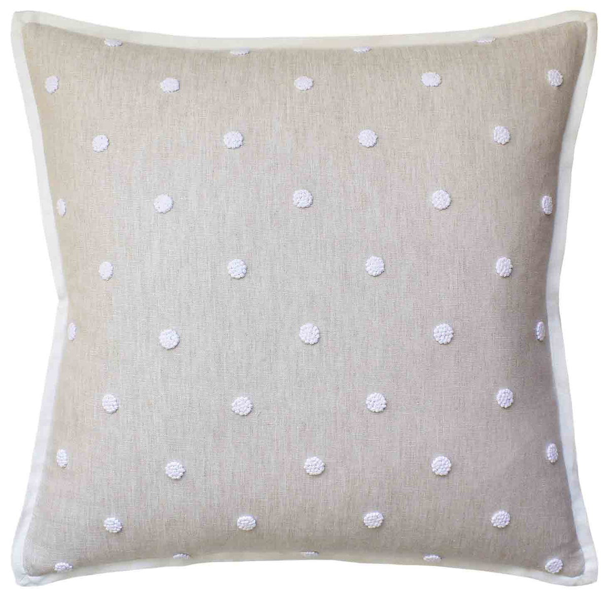 French Knot Embroidery Throw Pillow - 22x22 Flax