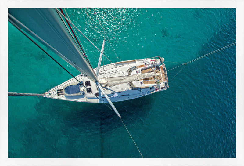 From Above Sailboat Photograph Framed Artwork - 53 x 36
