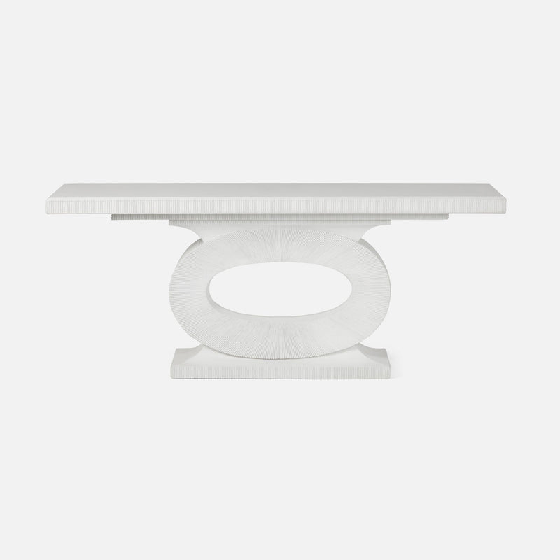 Grier Outdoor Console Table - White Plaster Reconstituted Stone 78 Inch Length