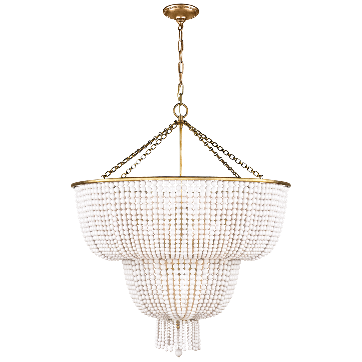 Jacqueline Chandelier - Two Tiered, White Acrylic, Antique Brass