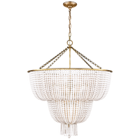 Jacqueline Chandelier - Two Tiered, White Acrylic, Antique Brass