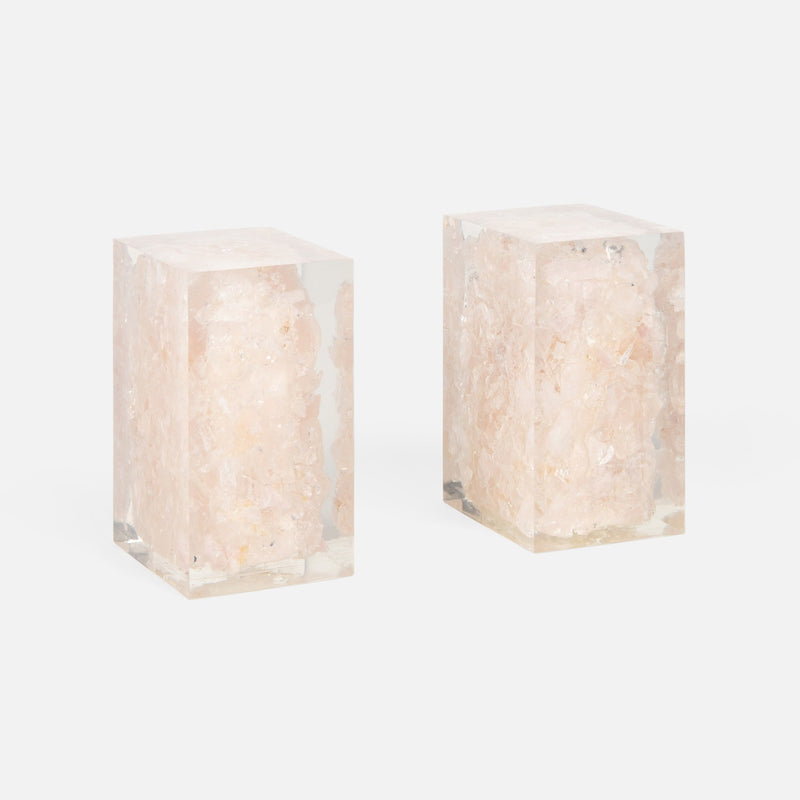 Jessie Bookends - Pale Pink Quartz and Clear Resin