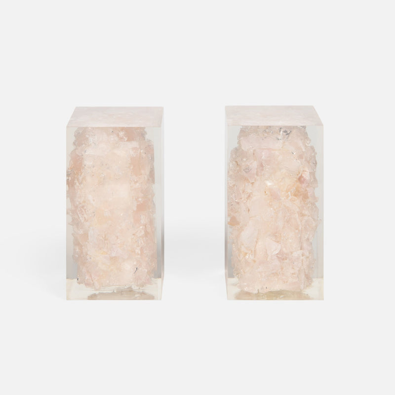 Jessie Bookends - Pale Pink Quartz and Clear Resin