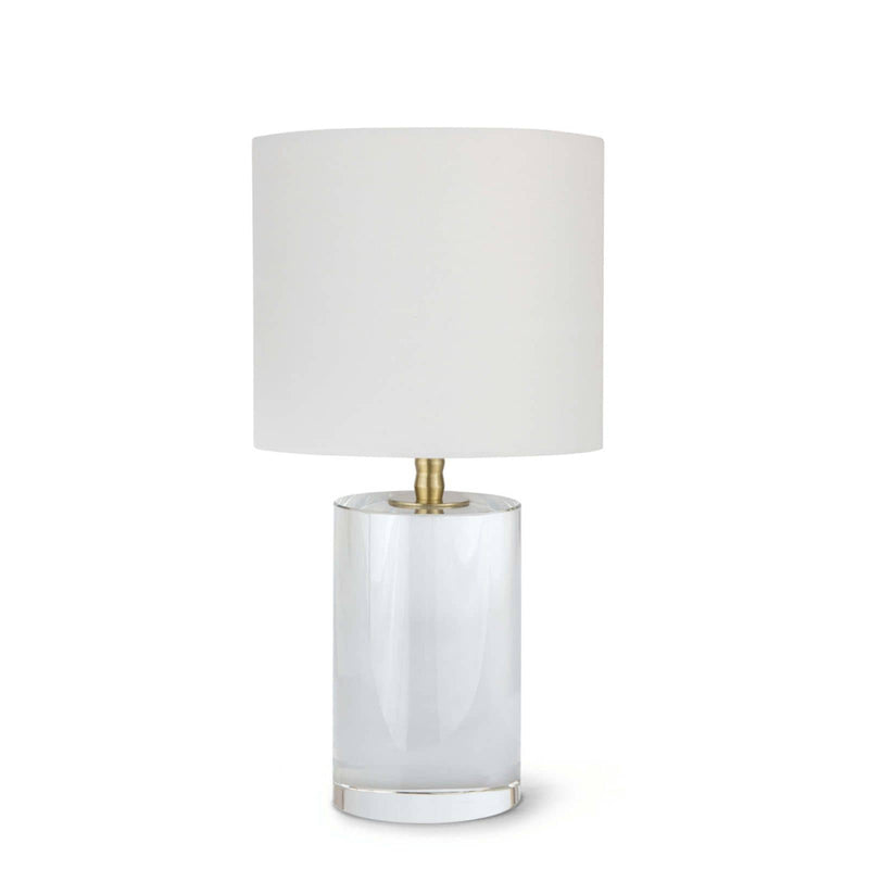Sculptural Juliet crystal table lamp with linen drum shade