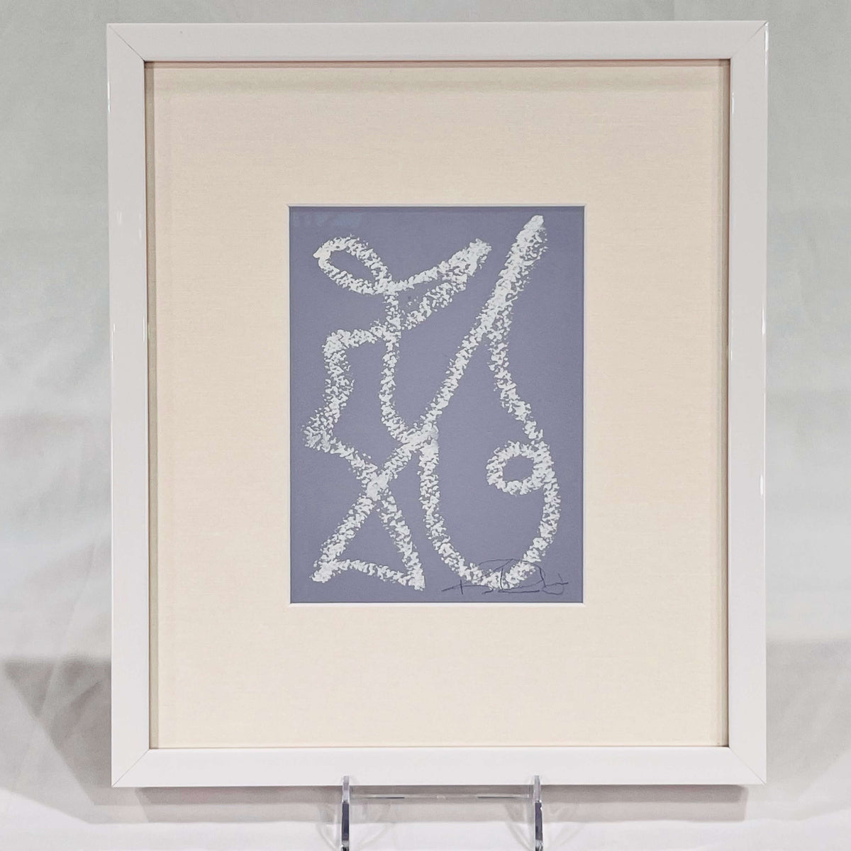 Kayce Hughes White Script on Periwinkle 2 Framed Artwork - 12.75 x 14.75