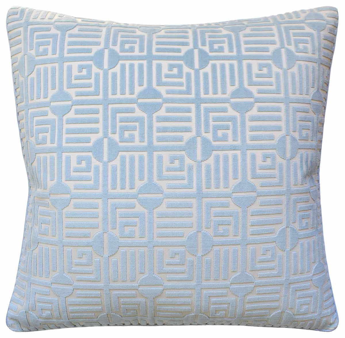 Labyrinth Velvet Throw Pillow - 22x22 Spa Blue