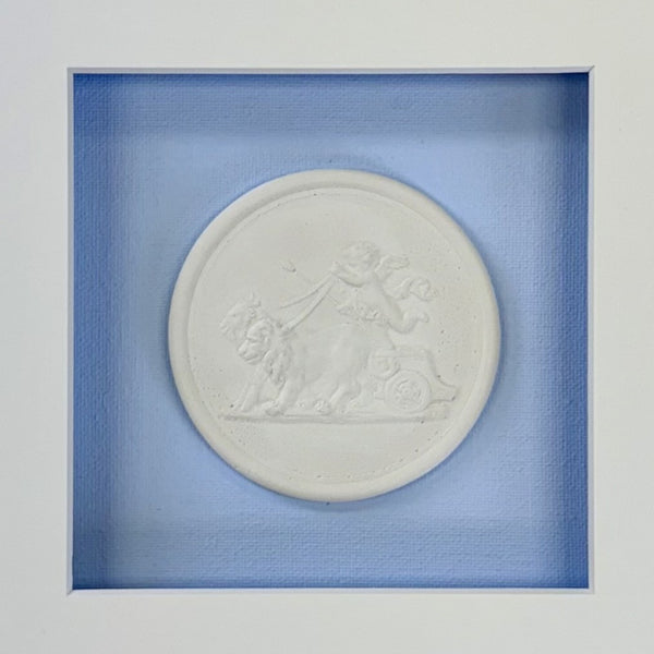 La Bleu Merveille Intaglio 1 Framed Artwork - 16 x 16