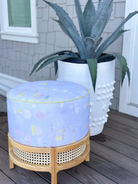 Lyanna Cushion Stool with Custom Beachcomber Sky Fabric