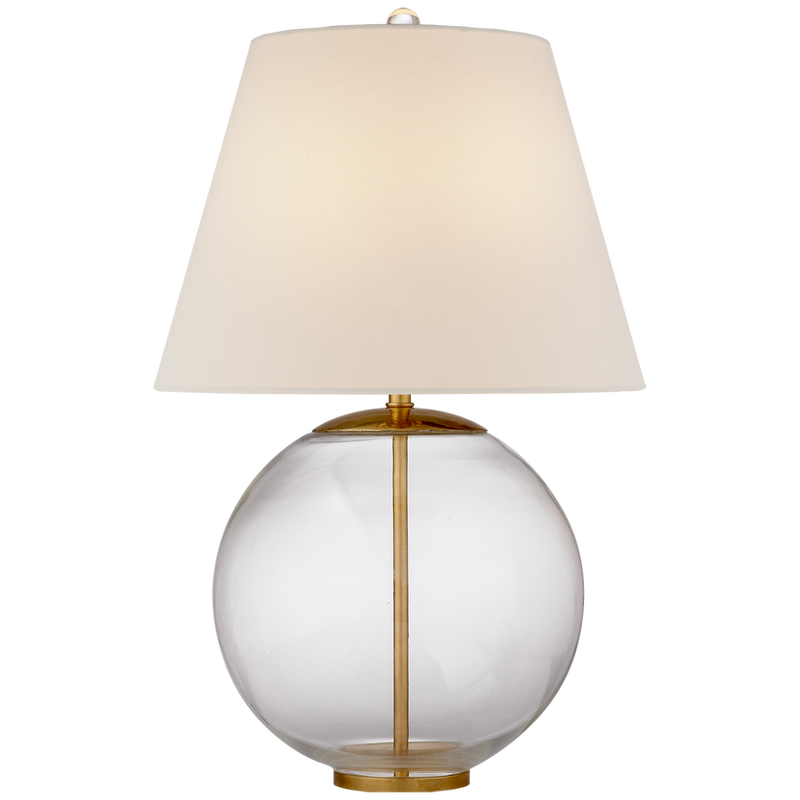 Morton Table Lamp - Clear Glass with Linen Shade