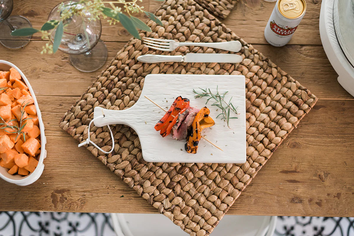Classic mini charcuterie board in white on dining table