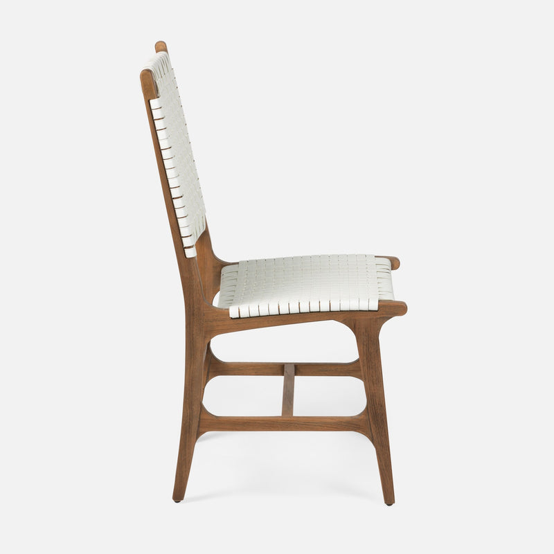 Rawley Dining Chair - Flat White Rattan Aged Natural Teak