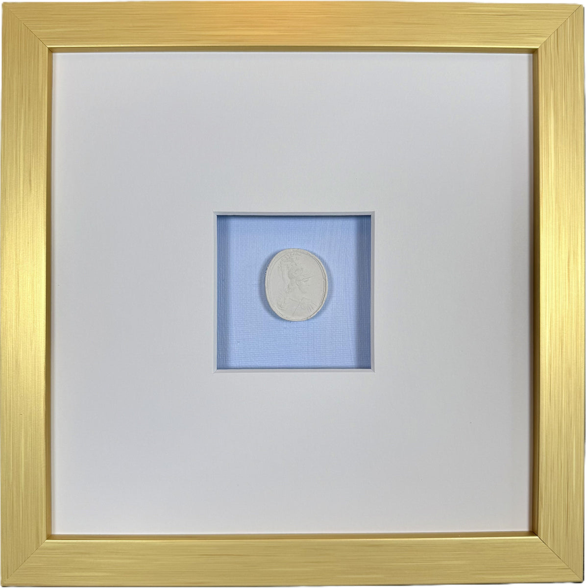 La Bleu Memoire Intaglio 3 Framed Artwork - 8 x 8