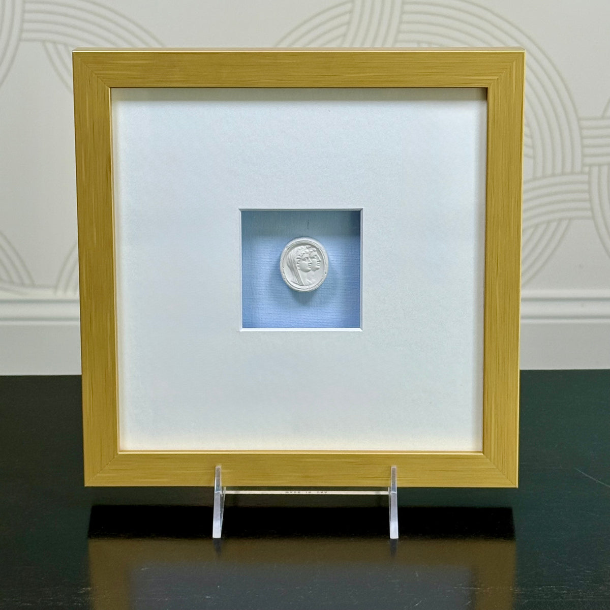 La Bleu Memoire Intaglio 4 Framed Artwork - 8 x 8