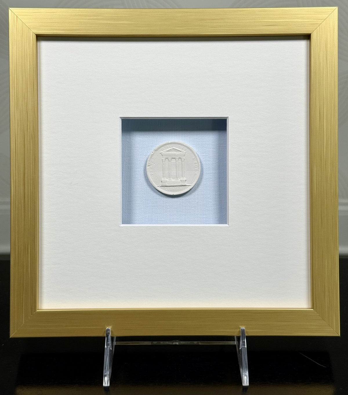 La Bleu Memoire Intaglio 5 Framed Artwork - 8 x 8