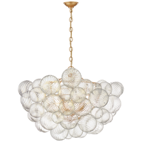 Talia large chandelier in gild gold and swirled glass globes