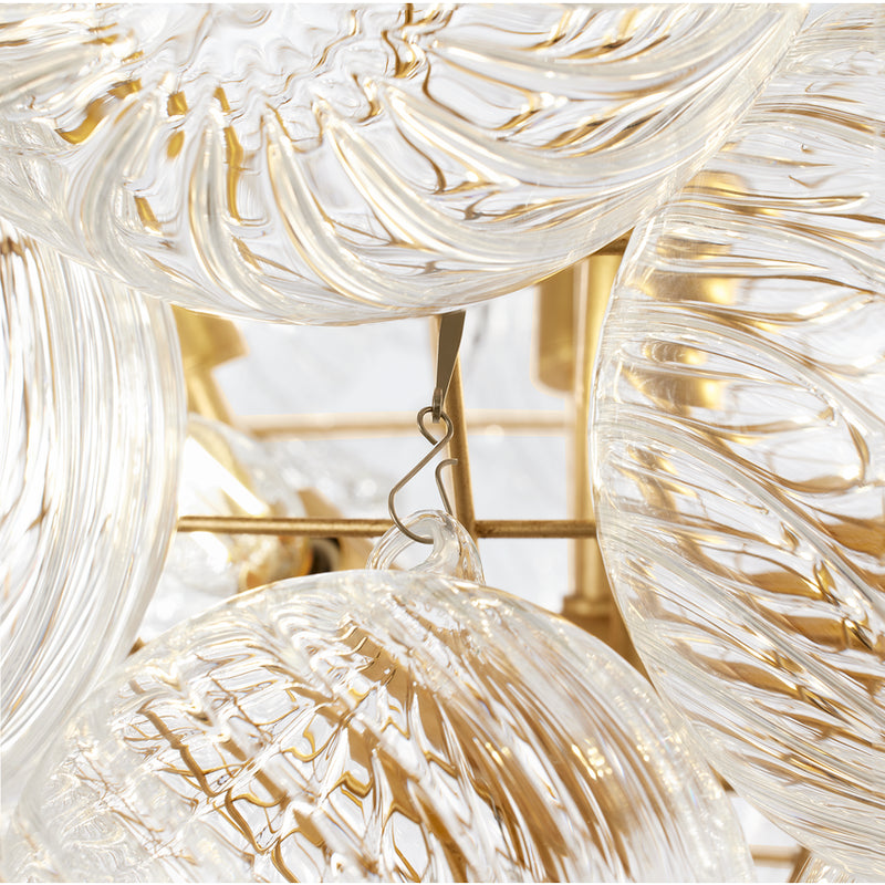 Talia Large Chandelier - Gild and Clear Swirled Glass