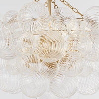 Swirled clear glass globes on large Talia chandelier light fixture