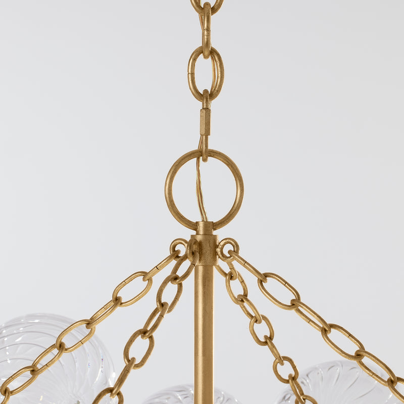 Talia Large Chandelier - Gild and Clear Swirled Glass