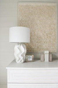 White lamp with drum shade