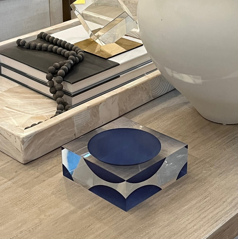 Acrylic Square Bowl - Blue and Clear