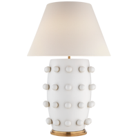 Linden Table Lamp Large - Plaster White with Linen Shade