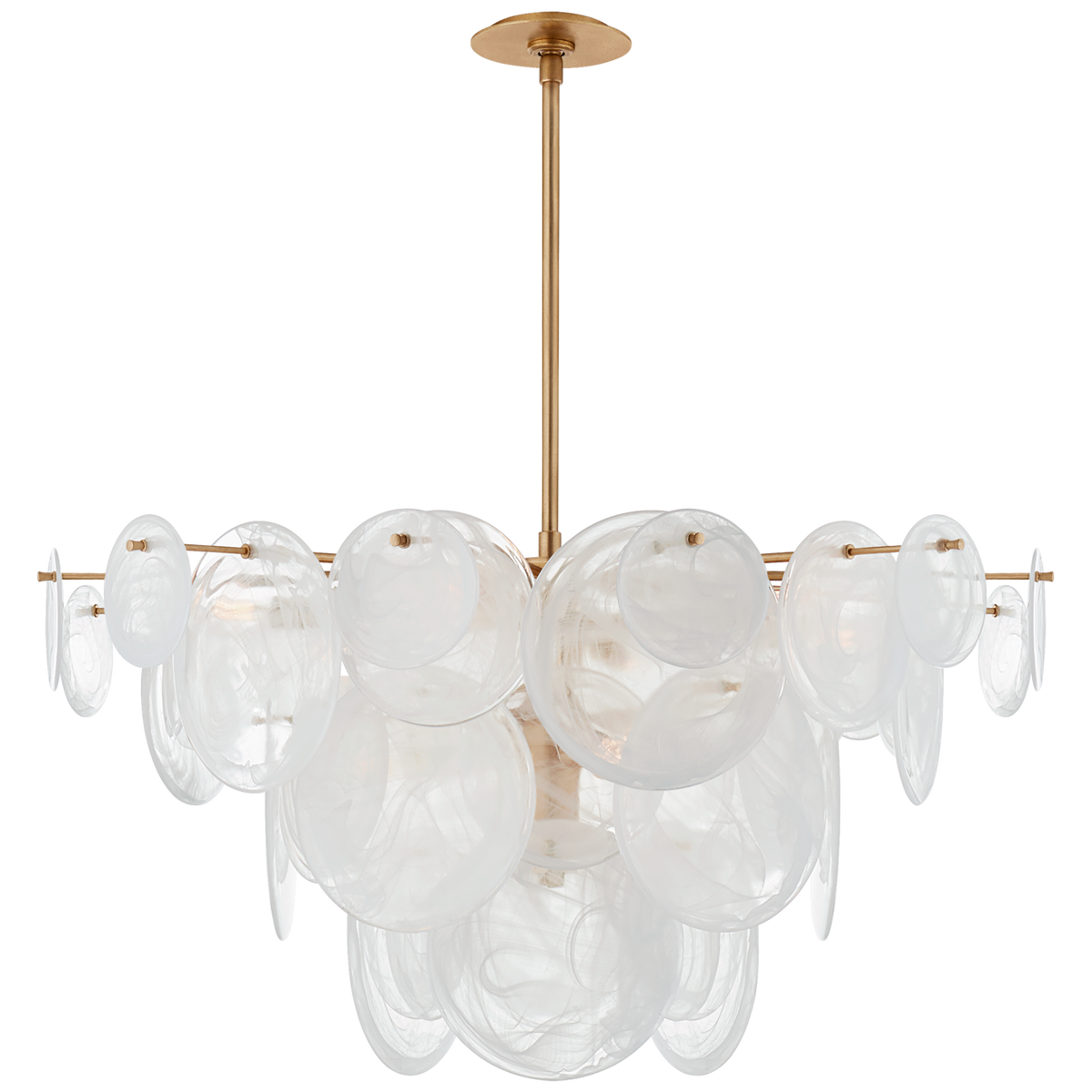 Loire Chandelier Large - Gild with White Strie Glass