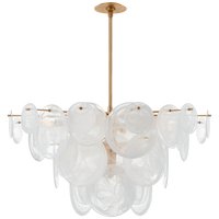 Loire Chandelier Large - Gild with White Strie Glass