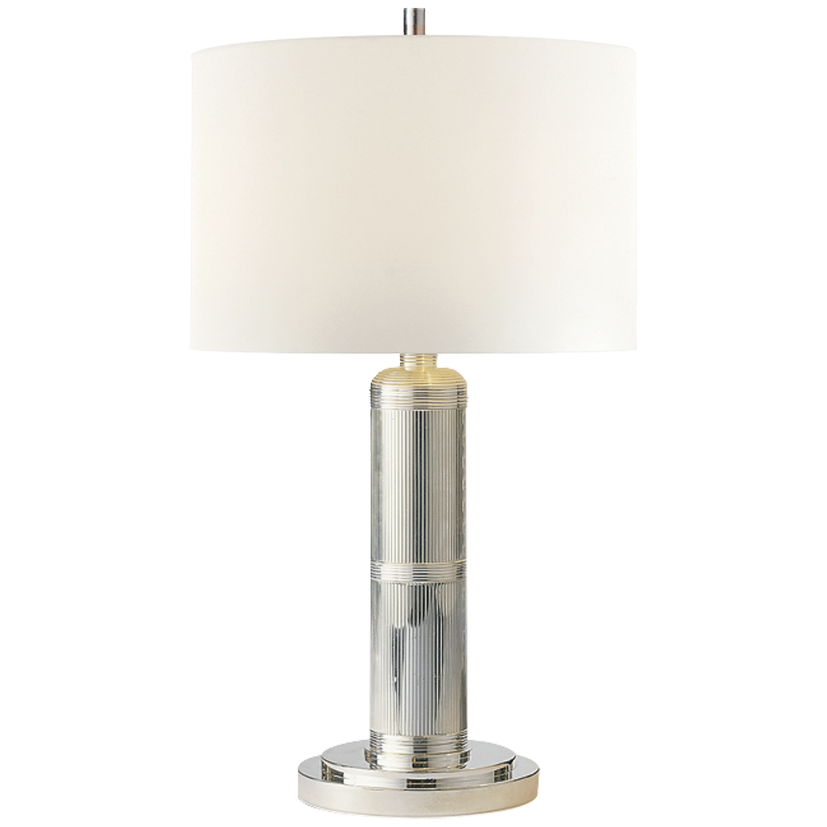 Longacre Small Table Lamp - Polished Nickel with Linen Shade