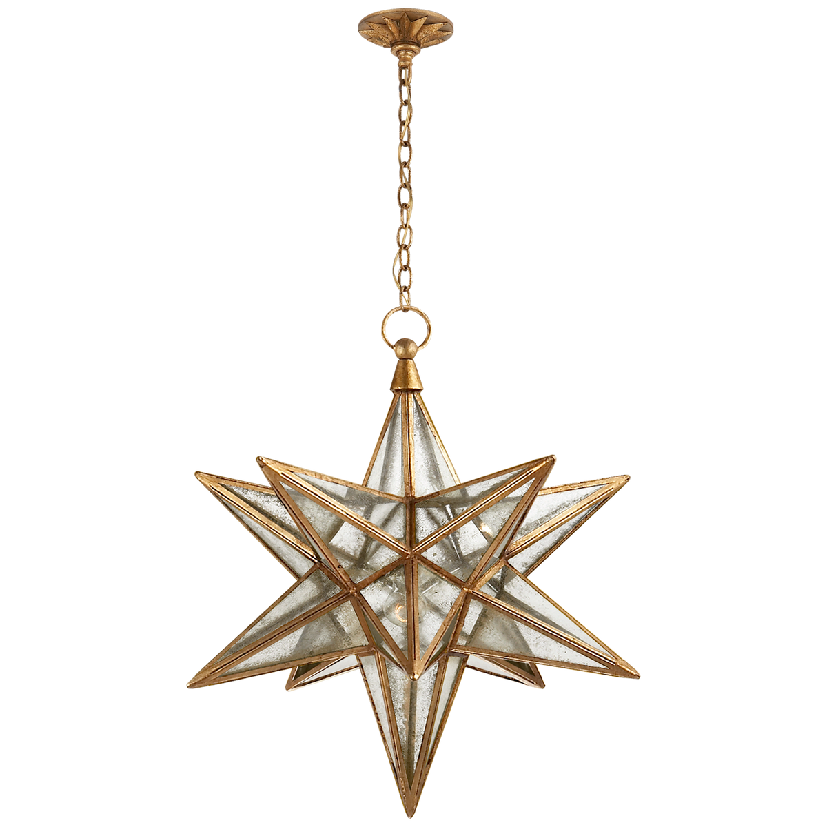 Moravian Star Lantern Large - Gilded Iron with Antique Mirror