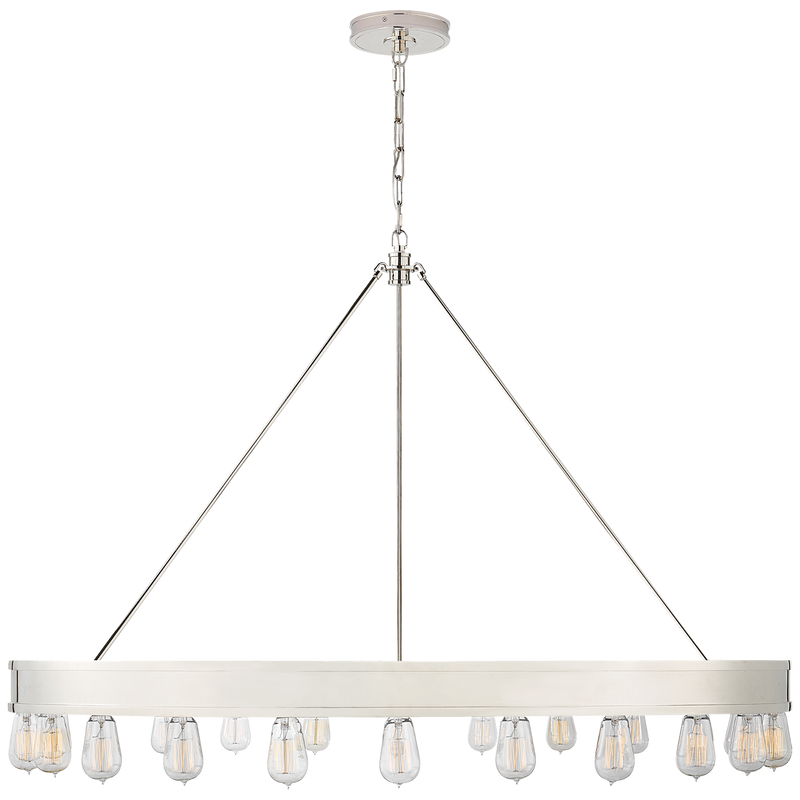 Polished nickel Roark chandelier with 50in modular ring